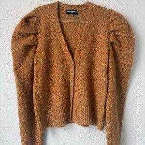Karl Lagerfeld Rust Multi Bouclé V-Neck Button Cardigan